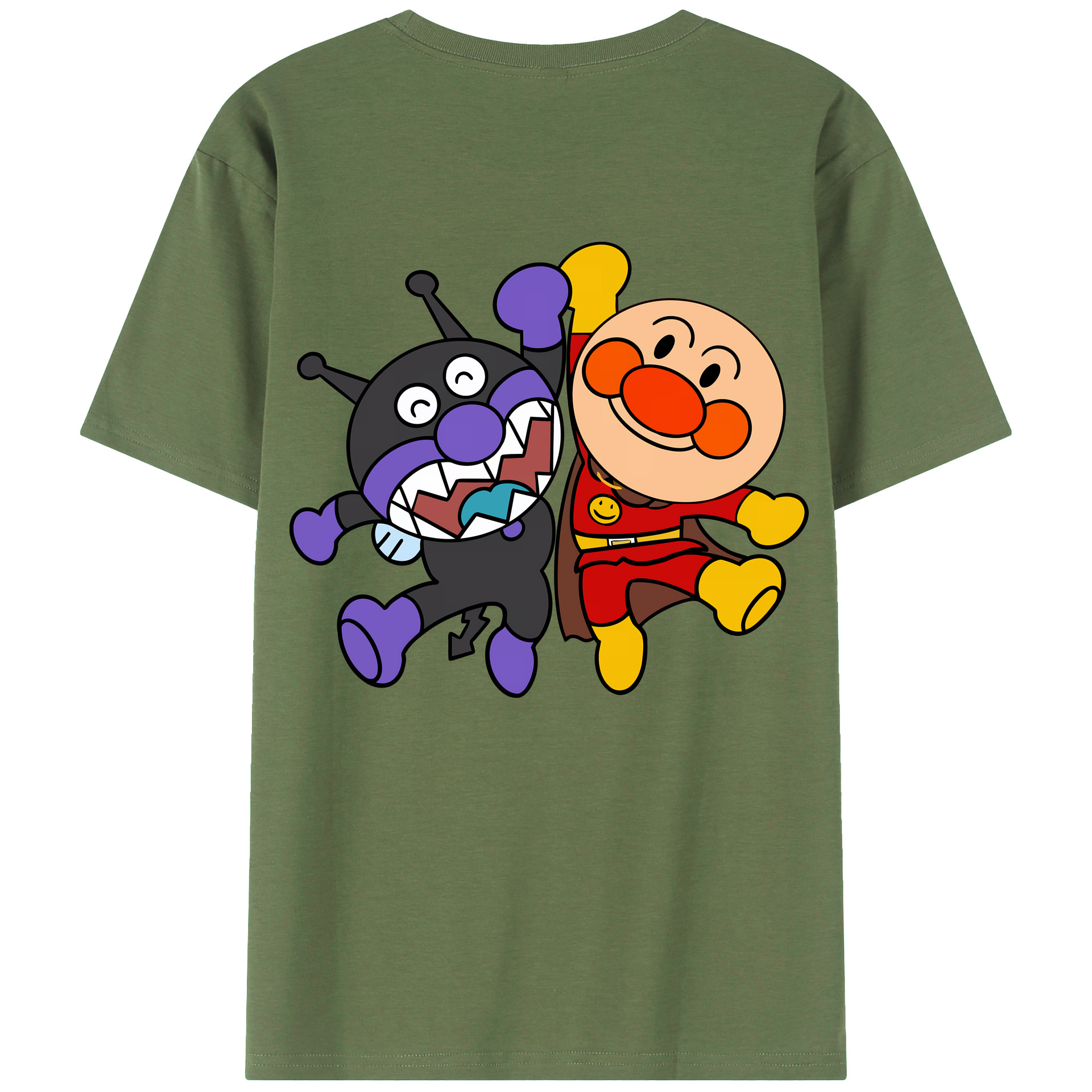 （画像用） アンパンマン Anpanman 綿100％ メンズ半袖Tシャツ（バックプリント） 通気性